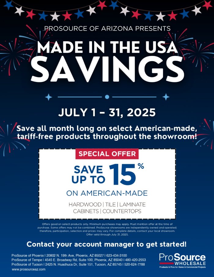 Made in the USA Save up to 15% on American Made Flooring until July 31 2025